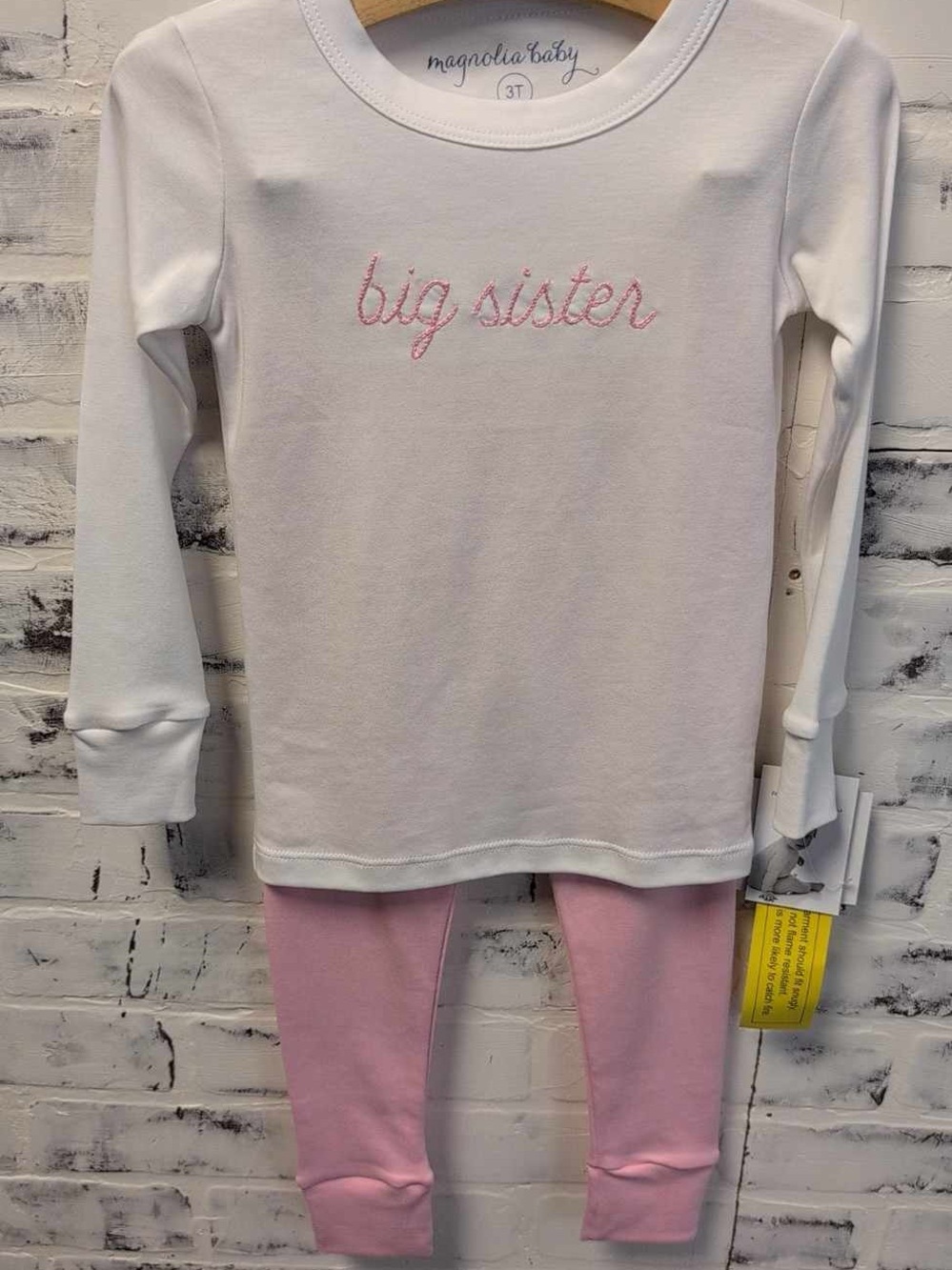 Magnolia Baby ‘Big Sister’ White & Pink Kids Pajama Set